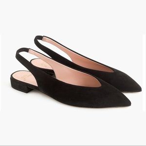 J.Crew Pointed-Toe Slingback Suede Flats